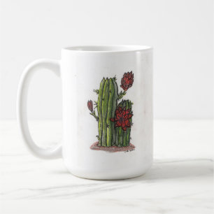 Taza De Café Cactus en sangre con flores rojas 1 tazón de café