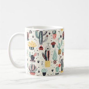 Taza De Café Cactus en un pote con el Succulent y los