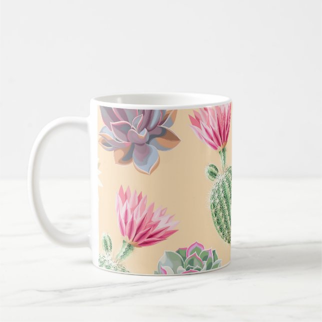 Taza De Café Cactus exitoso: patrón de alto detalle (Izquierda)