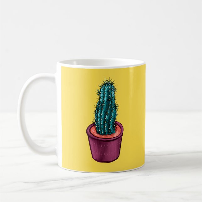 Taza De Café Cactus Graciosos En La Psicodelía Trippy Extraña D (Izquierda)