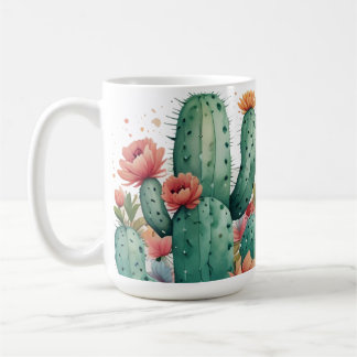 Taza De Café Cactus Green Succulum Watercolor Garden Plant