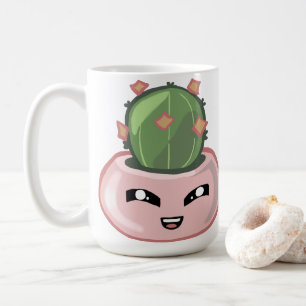 Taza De Café Cactus Kawai Verde Suculento Acuarela Planta