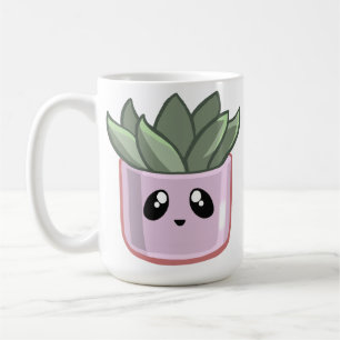 Taza De Café Cactus KawaiGreen Suculento Acuarela Planta