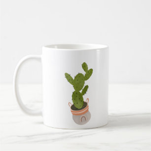 Taza De Café Cactus Planta Arcoíris Cesta Dibujada a Mano