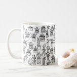 Taza De Café Cactus Plantas Potadas Cute Patrón Blanco y Negro<br><div class="desc">Adorable patrón de cactus lindo dibujado a mano con macetas de plantas. Se puede personalizar agregando colores de fondo y también agregando color al interior y el controlador. ¡Hace un gran regalo! ¡Chequea mi tienda para más!</div>