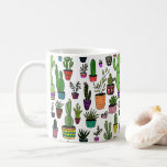 Taza De Café Cactus Plantas Potadas Cuto Patrón Colorido<br><div class="desc">Adorable patrón de cactus lindo dibujado a mano con macetas de plantas. Se puede personalizar agregando colores de fondo y también agregando color al interior y el controlador. ¡Hace un gran regalo! ¡Chequea mi tienda para más!</div>