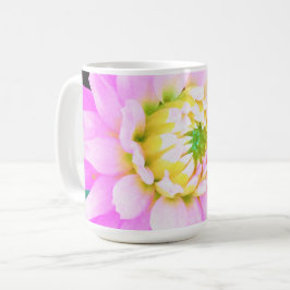 Taza De Café Cactus rosados, blancos y amarillos Dahlia Macro