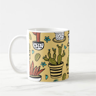 Taza De Café Cactus Succulent: Esbozo dibujado a mano