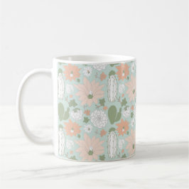 Taza De Café Cactus Succulent Fun Peach Mint Floral