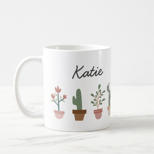 Taza De Café Cactus y flores en una olla (Izquierda)
