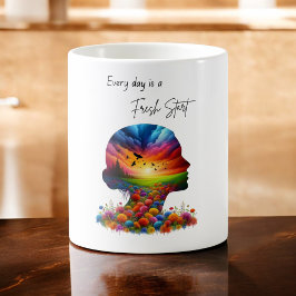 Taza De Café Cada día es un nuevo comienzo colorido de la menta