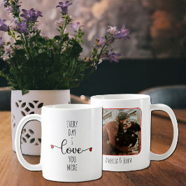 Taza De Café Cada día te amo más, Día de San Valentín Pareja