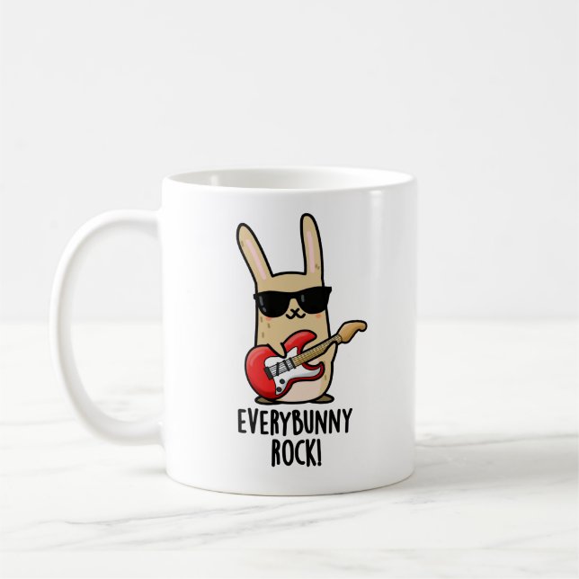 Taza De Café Cada muñeco de rock divertido de conejo animal Pun (Izquierda)