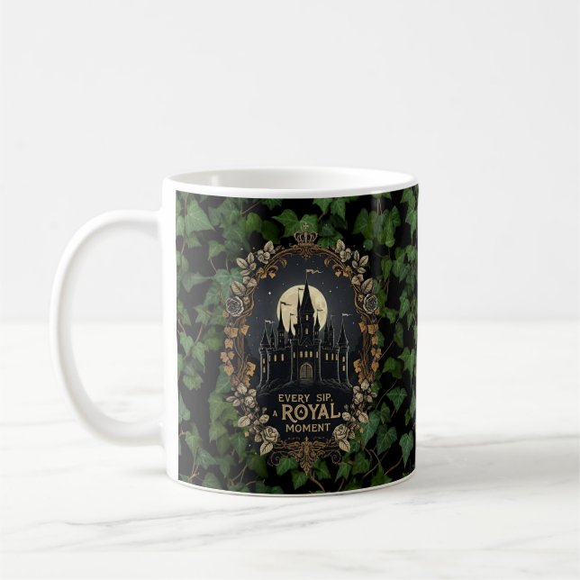 Taza De Café "Cada Sip, Un Momento Real" Encantado Castillo Mug (Izquierda)