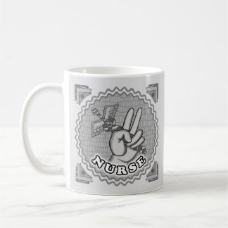 Taza De Café caduceo de enfermera de la paz
