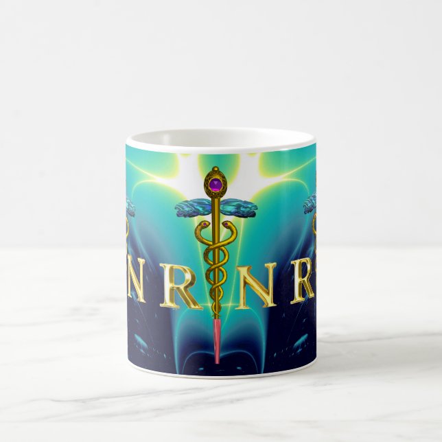 Taza De Café CADUCEO DE ORO REGISTRADO ENFERMERO SÍMBOLO Verde  (Centro)