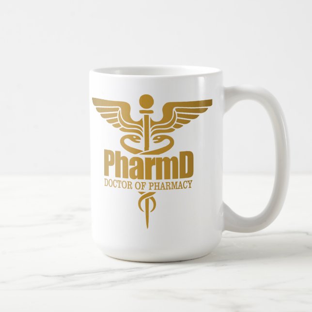 Taza De Café Caduceus de oro (PharmD) (Derecha)