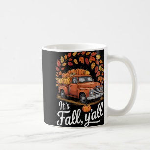Taza De Café Cae El Camión De Calabaza Del Otoño Del Árbol De O
