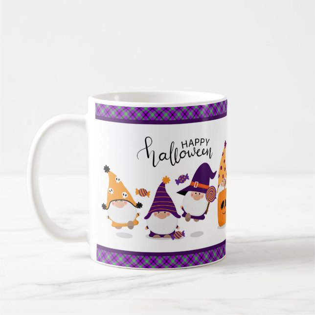 Taza De Café Cae la Calabaza de Gnome de Halloween (Izquierda)