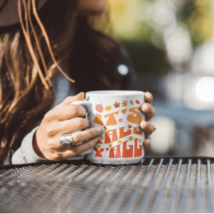 Taza De Café Cae la calabaza y las hojas de otoño