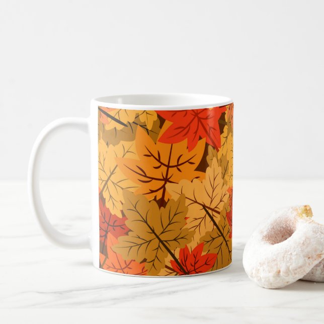 Taza De Café Cae Maple Leaves Café Mug (Con donut)