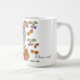 Taza De Café Cae una hermosa lechuza y hojas