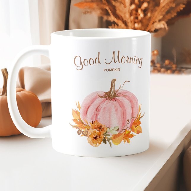 Taza De Café Caer Calabaza Rosa Café Mug (Fall Pink Pumpkin Coffee Mug with your own text)