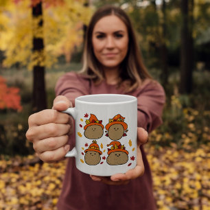 Taza De Café Caer papas con hojas de otoño