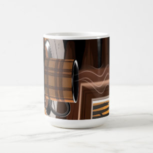 Taza De Café Café a Cuadros de Cabaña Arte Hogareño Rústico de