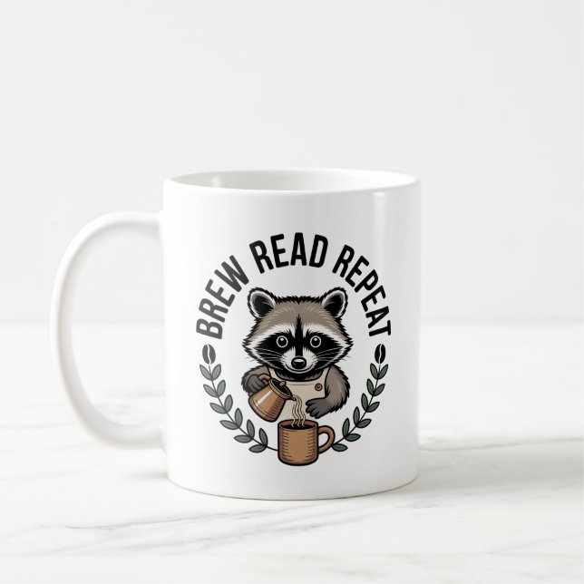 Taza De Café Café acogedor Raccoon Brown otoño (Izquierda)