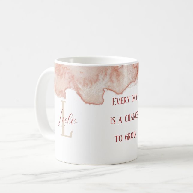 Taza De Café Café acuarela rosa de afirmación personalizada (Anverso izquierdo)