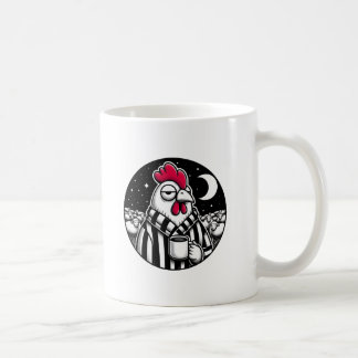 Taza De Café Café Amante Pollo Dormilón Cuadros Negros y Blanco