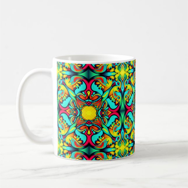 Taza De Café Café amarillo con estampado azul (Izquierda)