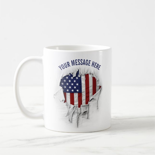 Taza De Café Café americano con la bandera rota, despedazado y  (Izquierda)
