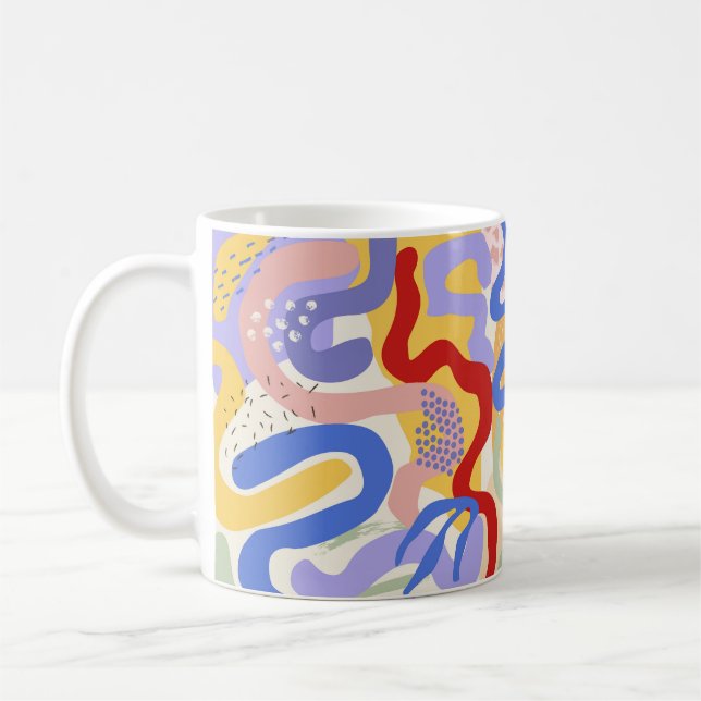 Taza De Café Café artístico - rojo, azul y amarillo (Izquierda)