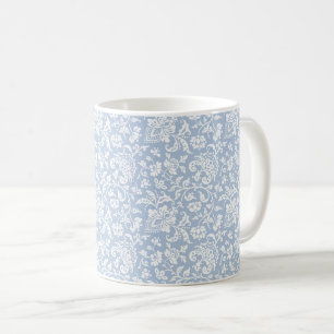 Taza De Café Café azul pálido con flores de los años 1860