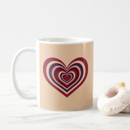 Taza De Café Café Beige Con Corazón Rojo Retro