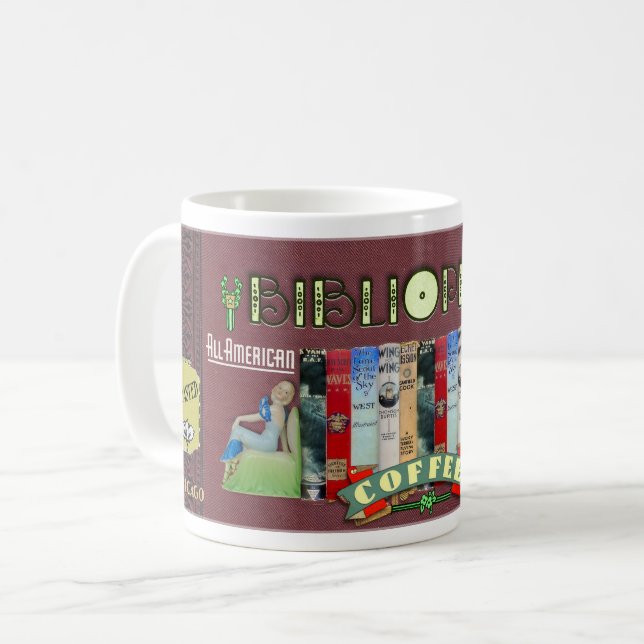 TAZA DE CAFÉ CAFÉ BIBLIOFILE DE PUBLICIDAD RETRO (Anverso izquierdo)