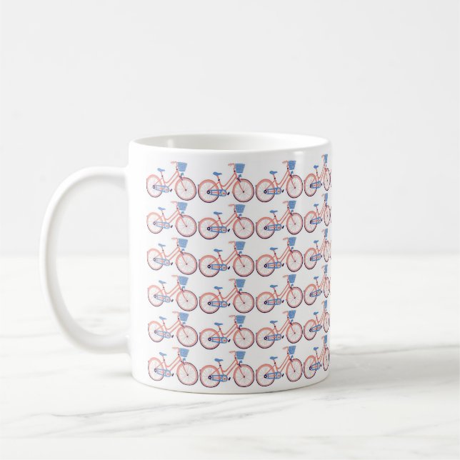 Taza De Café Café blanco adornado con una bicicleta pequeña (Izquierda)
