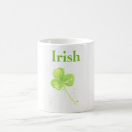 Taza De Café Café blanco con shamrock irlandés verde