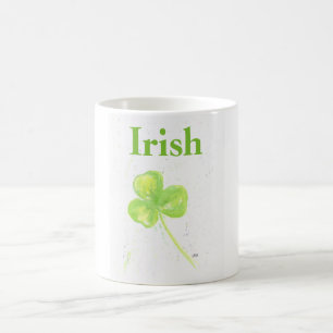 Taza De Café Café blanco con shamrock irlandés verde