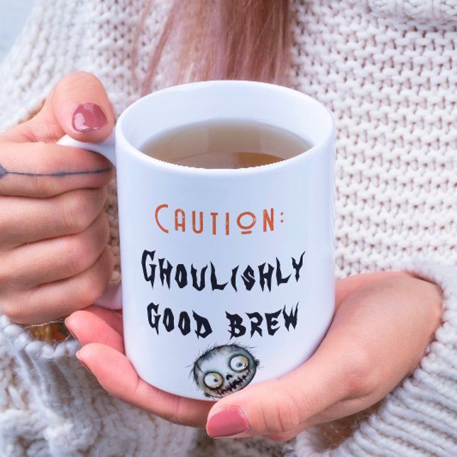 Taza De Café Café blanco de Halloween de buena cosecha (Subido por el creador)