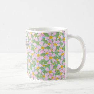 Taza De Café Café blanco: Dogroses rosados en azul cielo