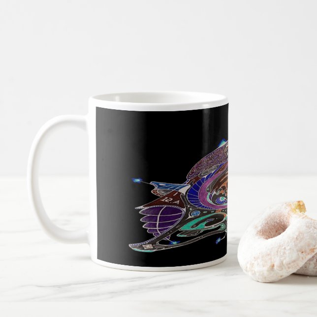 Taza De Café Café Blanco Mug con nave espacial Art. 1 C.1 (Con donut)