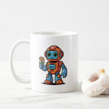 Café blanco Personalizado de flor de un robot amis