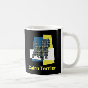 Taza De Café Café Cairn Terrier Dog Yellow & Black Grid Line