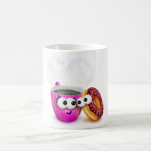 Taza De Café Café caliente y una taza del buñuelo