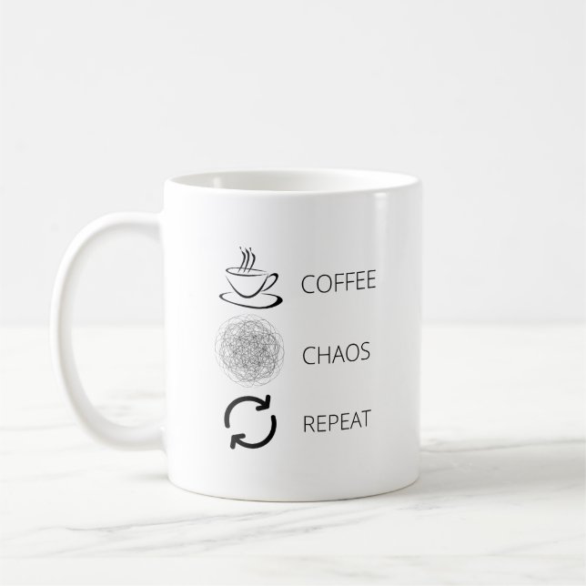 Taza De Café Café. Caos. Repite. (Izquierda)