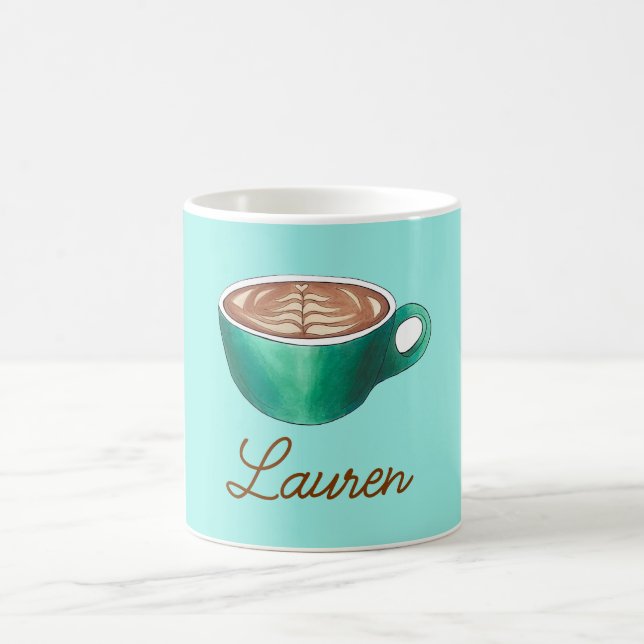 Taza De Café Café cappucccino blanco plano personalizado (Centro)