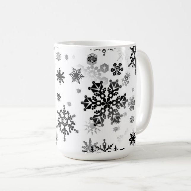 Taza De Café Café cerámico Mug-Black Snowflakes (Anverso derecho)